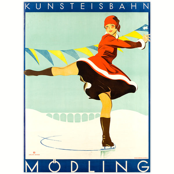 Advertising poster 1929 - Mödling artificial ice rink 